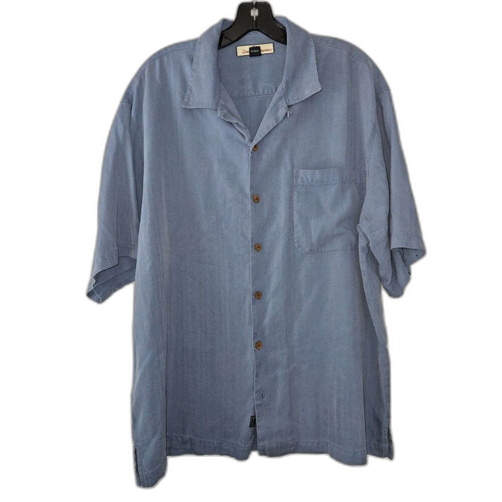 TOMMY BAHAMA 100% Silk Button Up Short Sleeve Shirt Beachwear Large